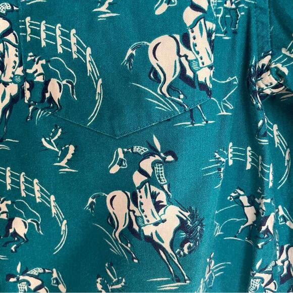 Vintage Five Star by Roper Cowboy Print Button Down Shirt XL (14) - Picture 5 of 5